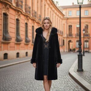 BLACK HOODED WINTER COAT